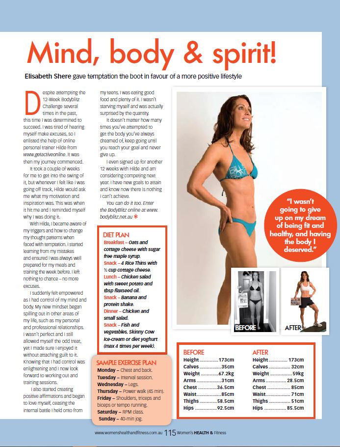 Women's Health & Fitness Magazine Body Blitz Winner - Liz Shere