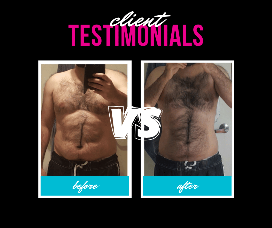 male online coaching client before and after weight loss program pictures. 