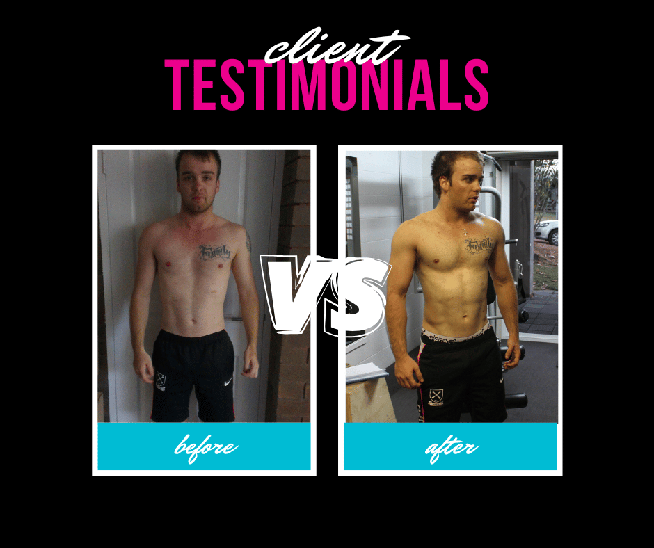 Ryan before and after muscle growth online personal training sprogram 